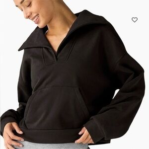 Beyond Yoga LuxeFleece Street Smart Pullover sz xs black